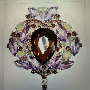 Aratta Purple and Brown Crystal Brooch “Elsa Pin”